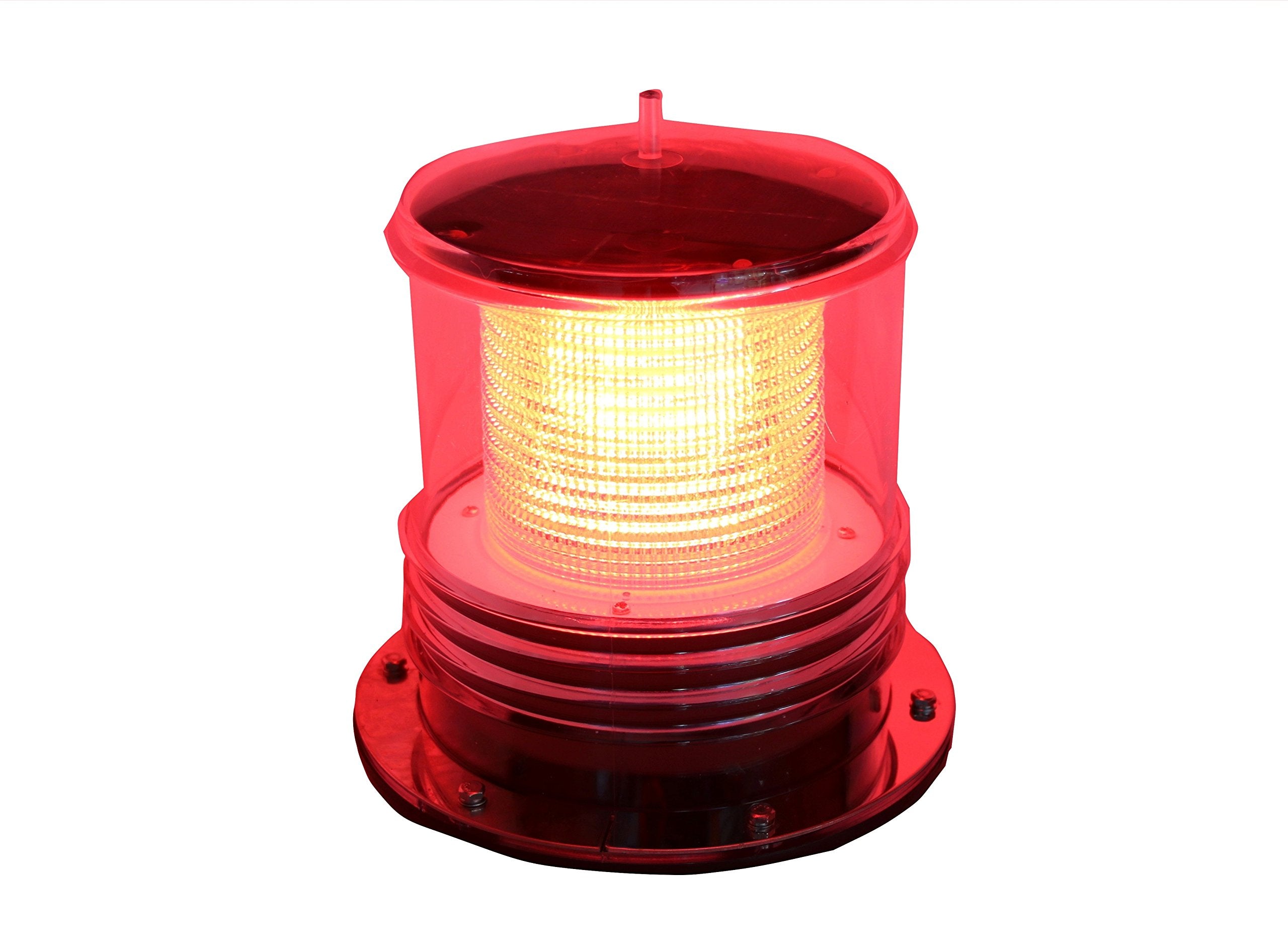 Solar Dock Warning Light - Waterproof Solar Dock Lighting - RED LED Constant On or Flashing 360 Degree Lighting